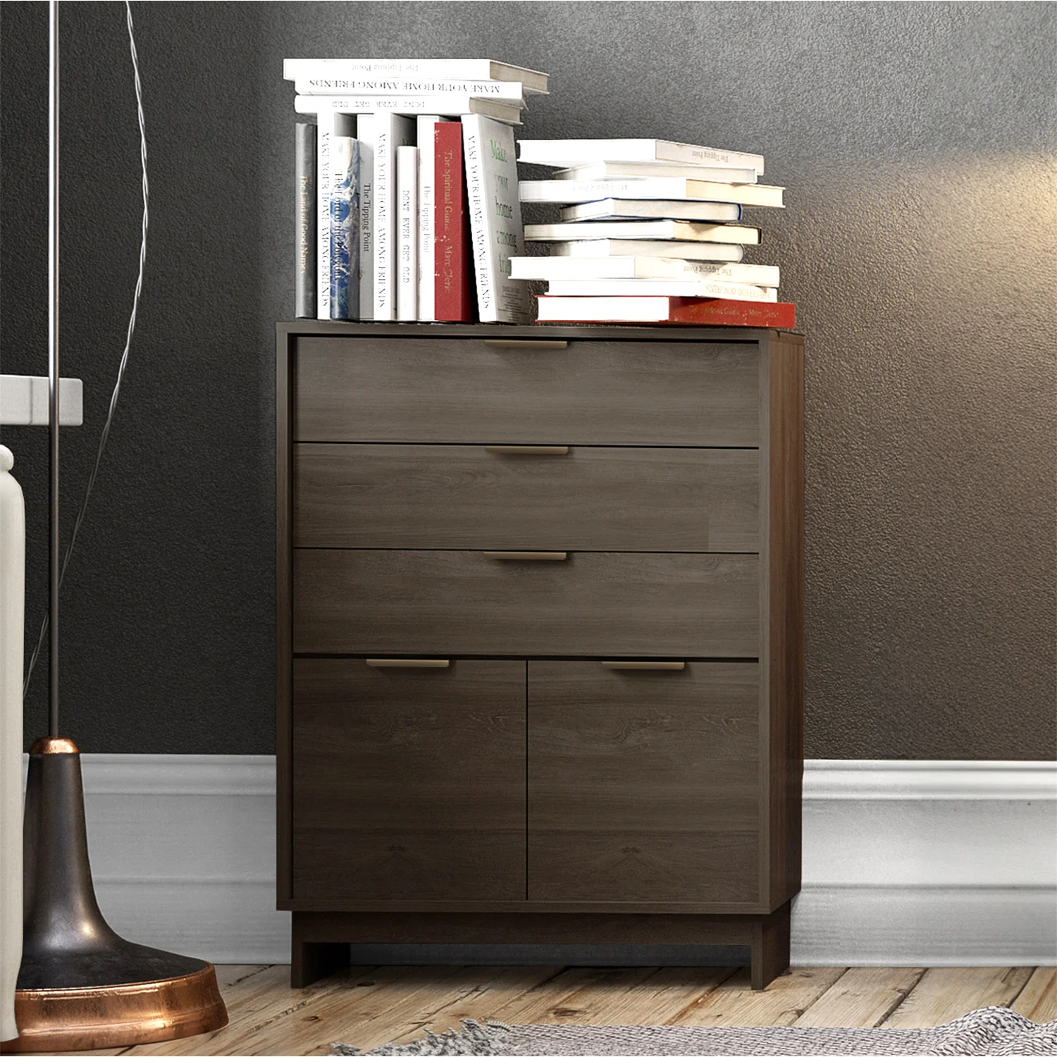 Cómoda Fit 3 Cajones + 2 Puertas Nogal