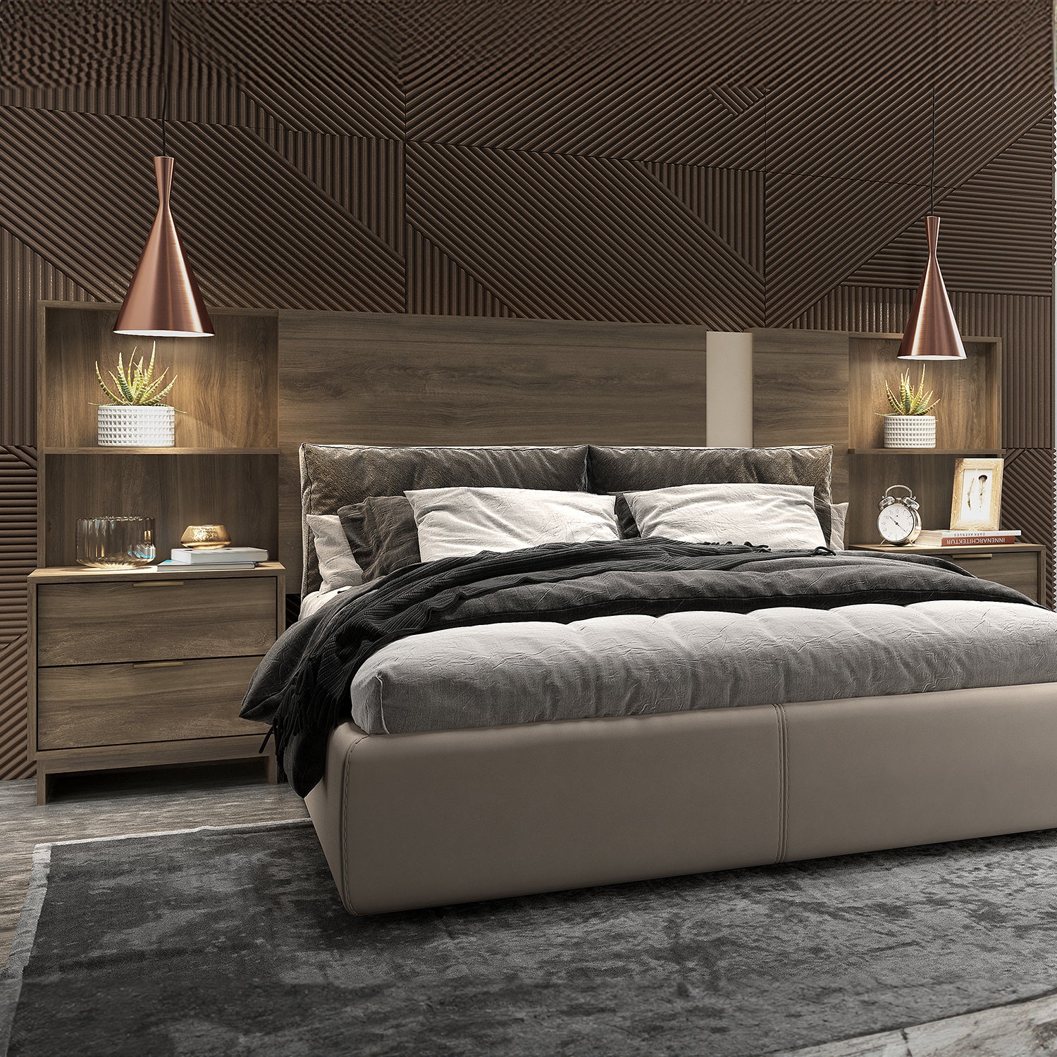 Respaldo Fit Extensible 2 Plazas Nogal-Blanco